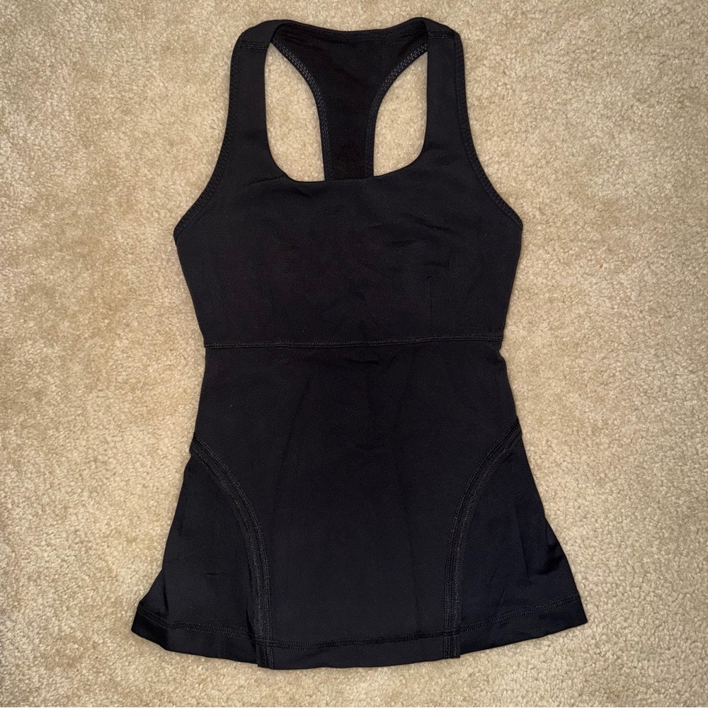 Lululemon Racerback Tank Top Black Tank Shelf Bra Tennis Yoga active small sz 2